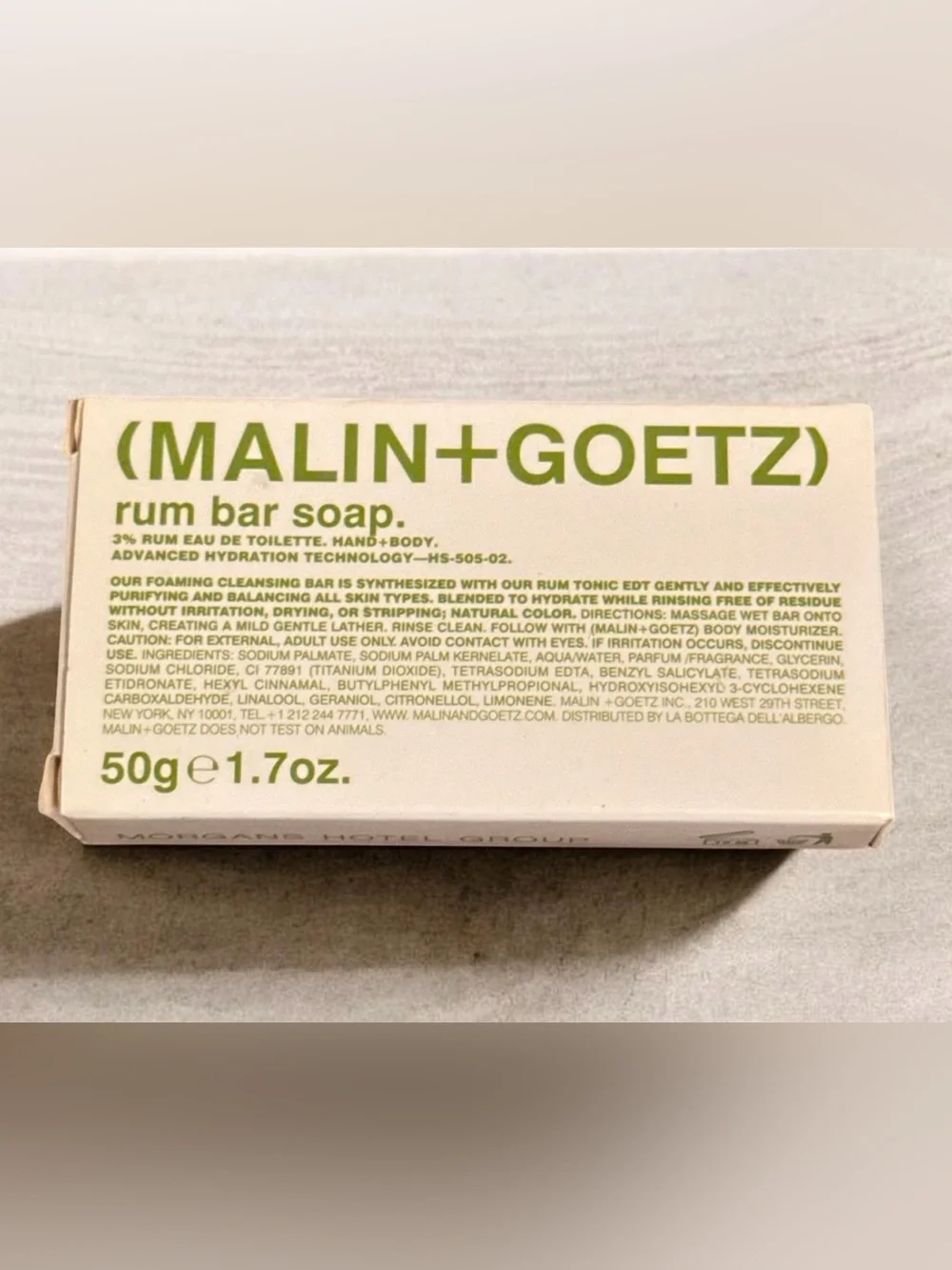 Malin+Goetz Rum Bar Soap in Green - Hydrating Men’s Cleanser